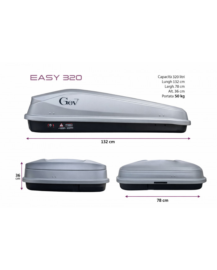 Box da tetto Easy 320 Grigio