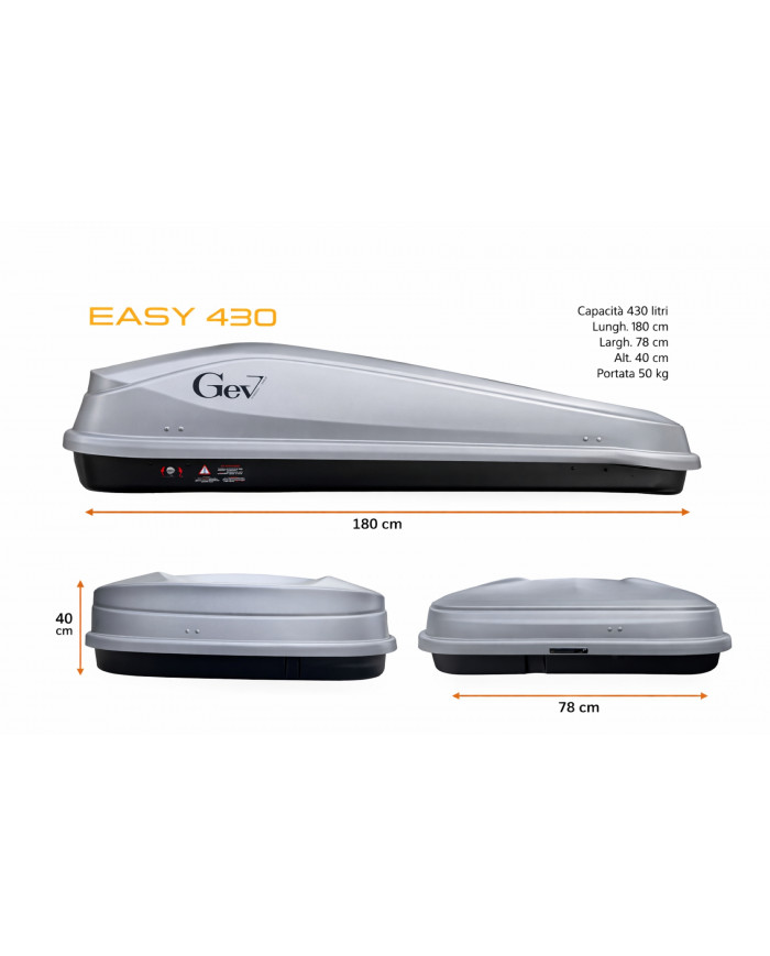 Box da tetto Easy 430 Grigio