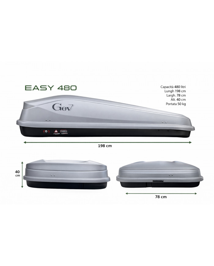 Box da tetto Easy 480 Grigio