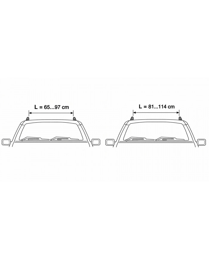 Barre portatutto Universali per vetture con rails staccati dal tetto (Lunghezza barre 109 o 126 cm)
