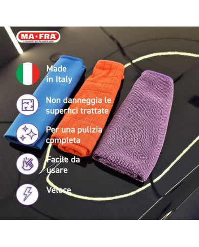 MA-FRA 3Shine Panni Microfibra Auto (3 pz) 30x30 cm – Kit Professionale Pulizia Auto Interni, Vetri ed Esterni